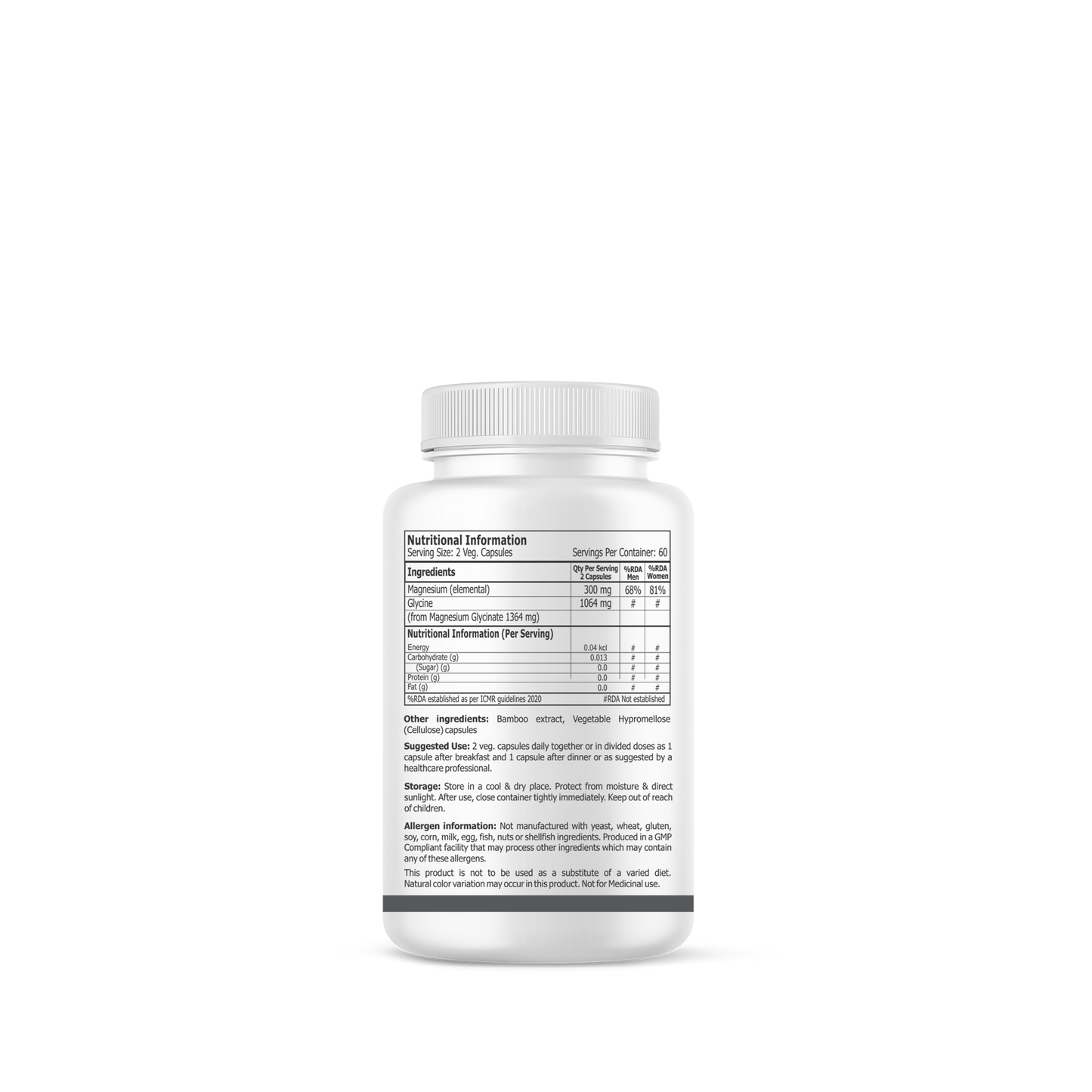 SAFETIME MagActiv MAGNESIUM GLYCINATE 682 mg (Elemental Magnesium 150 mg per Capsule) Chelated, Bioavailable & Safe (120 Veg capsules)