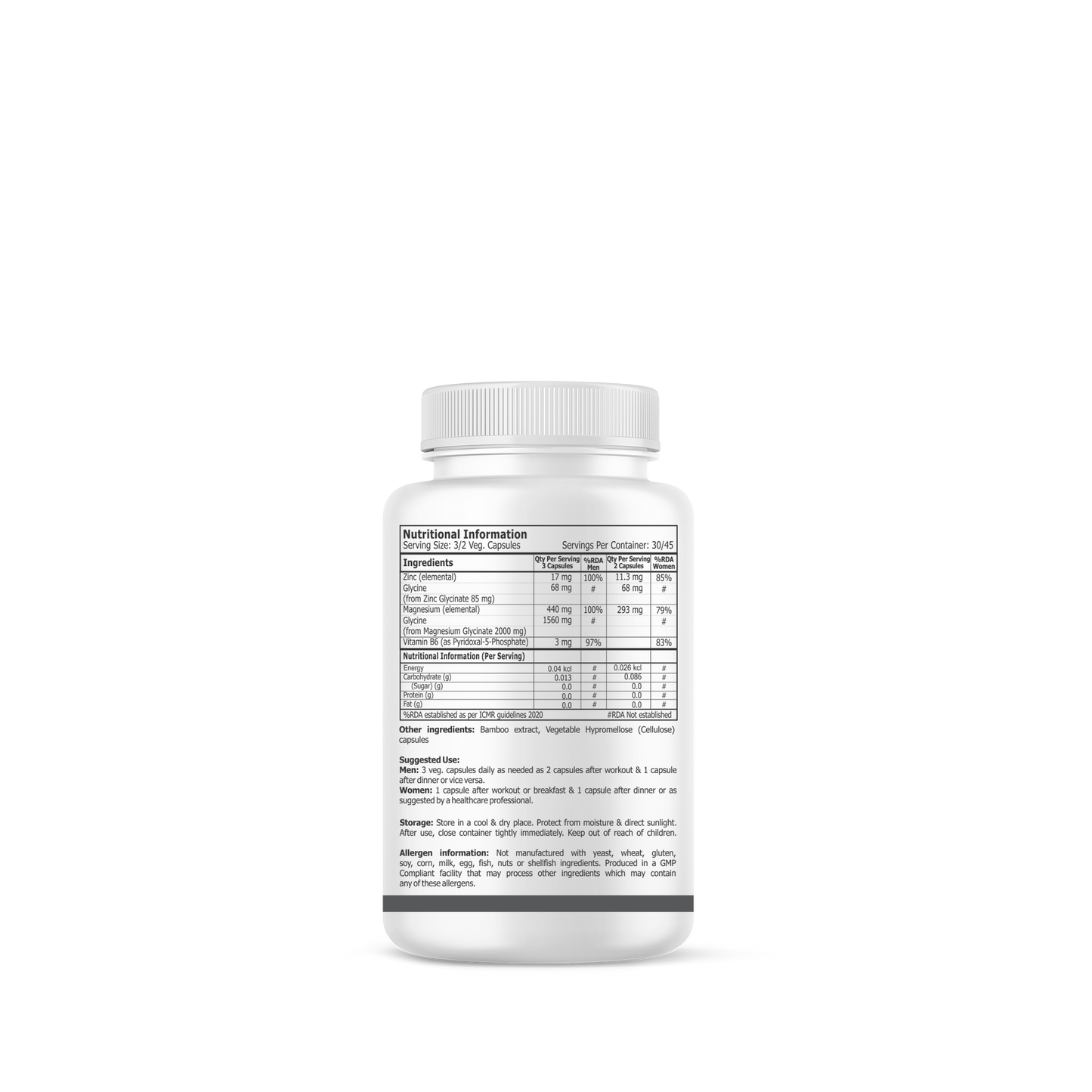 SAFETIME ZMActiv Safe, Chelated, Bioavailable Zinc & Magnesium Glycinate with Bioactive Vitamin B6 as P5P Sports Recovery, Immunity & Restful sleep (90 Veg capsules)